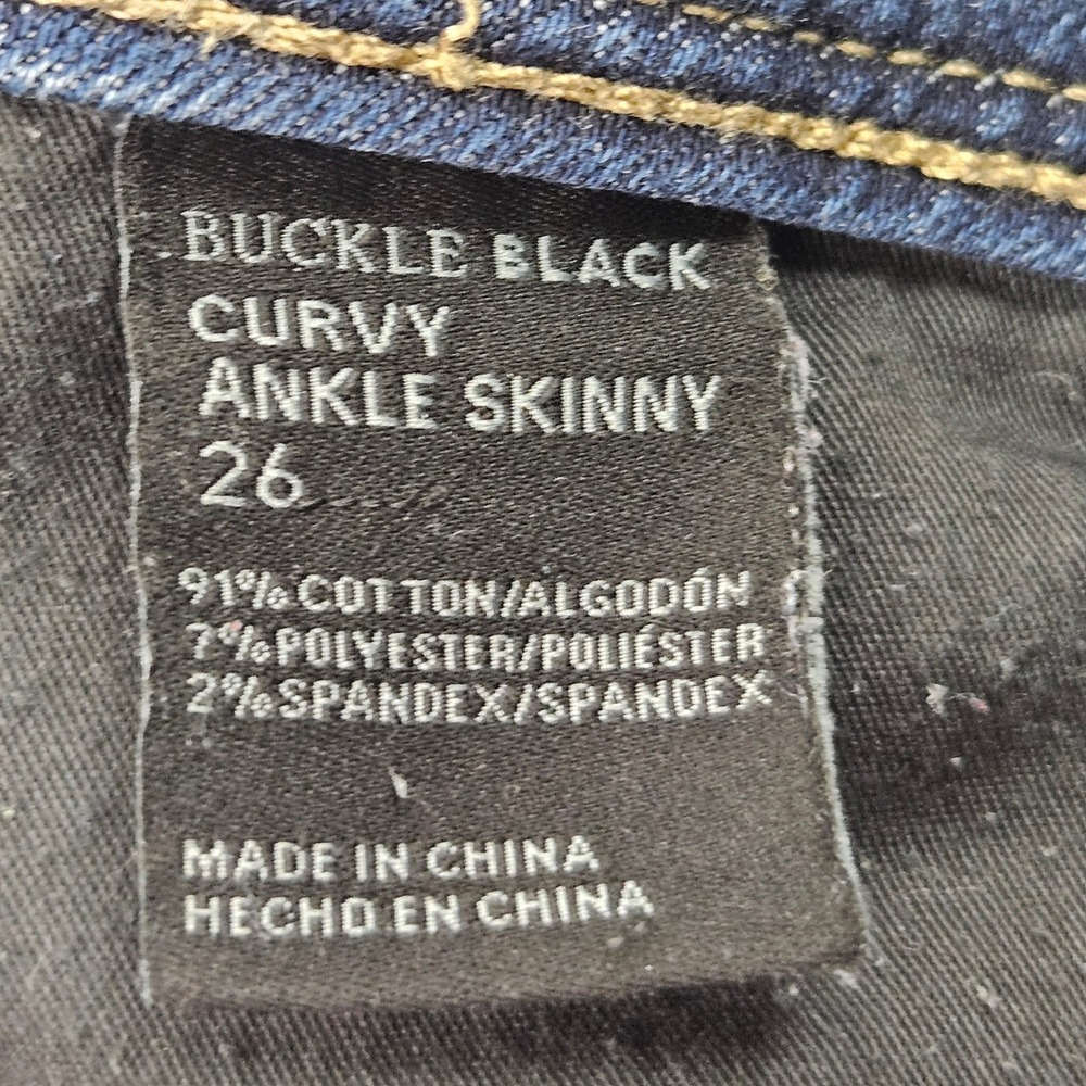Buckle Black Jeans Womens 26 Blue Western Curvy Ankle Skinny Denim Y2K BKE - Picture 5 of 9